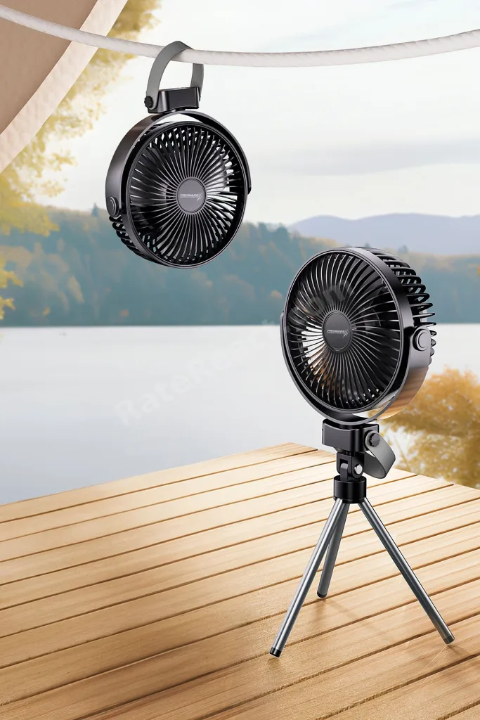 Aydınlatmalı Taşınabilir Fan – 360° Ayarlı, Kamp ve Seyahat İçin İdeal
