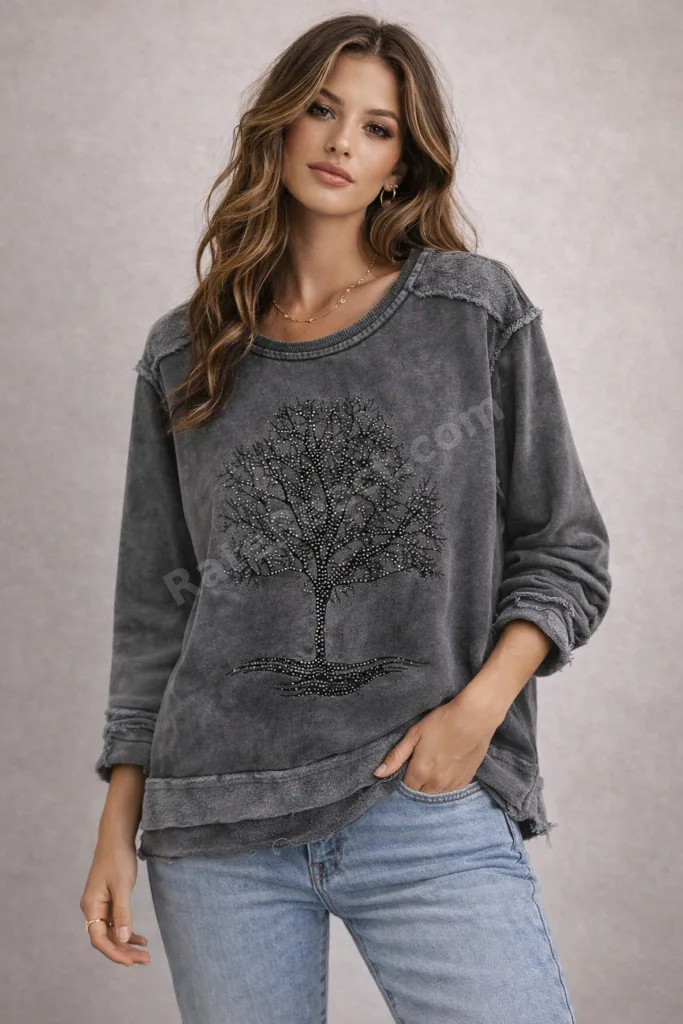 KADIN TAŞLI SWEATSHIRT