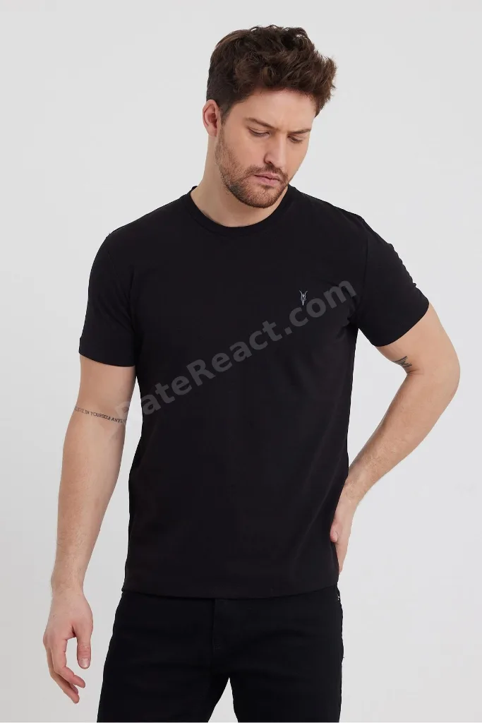 Siyah Standart Kalıp Basic 5'li Paket T-shirt