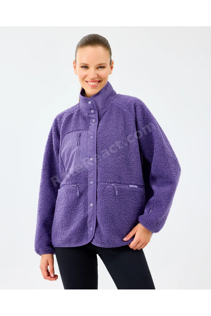 W Woven Detailed Pull Over Sherpa Kadın Mor Mont S2520218-0277