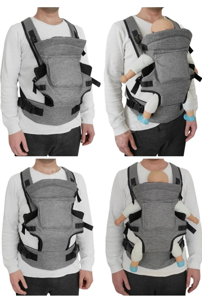 Çift Yönlü Bebek Taşıma Kangurusu Bel Destekli Ergonomik Lüx Bebek Taşıyıcı Kanguru Gri