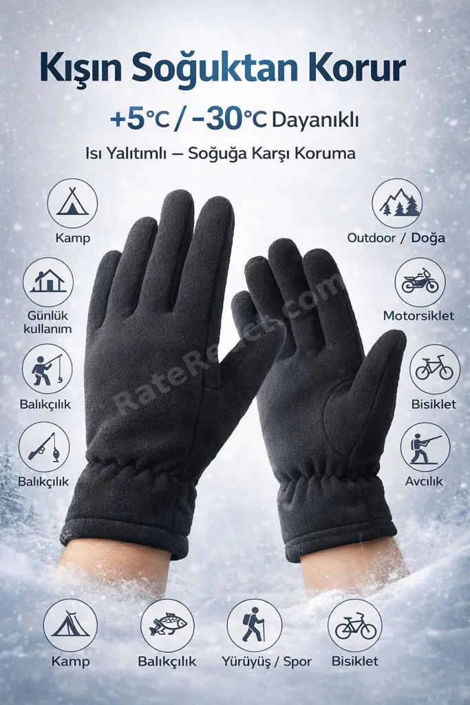 Saturnde Astronot Unisex Polar Uzun Eldiven