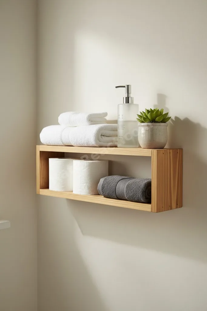 Dekoratif Dikdörtgen Raf Doğal Çam Ağacı (Yükseklik 50 cm X Genişlik 15 cm X Derinlik 8 cm) - renk:N