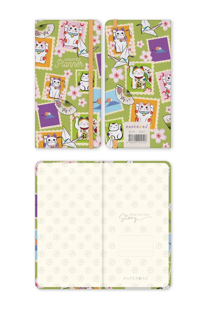 Charm Takılabilen Süresiz Haftalık Planlayıcı Cep Ajanda 9x17 cm Kedili Pul