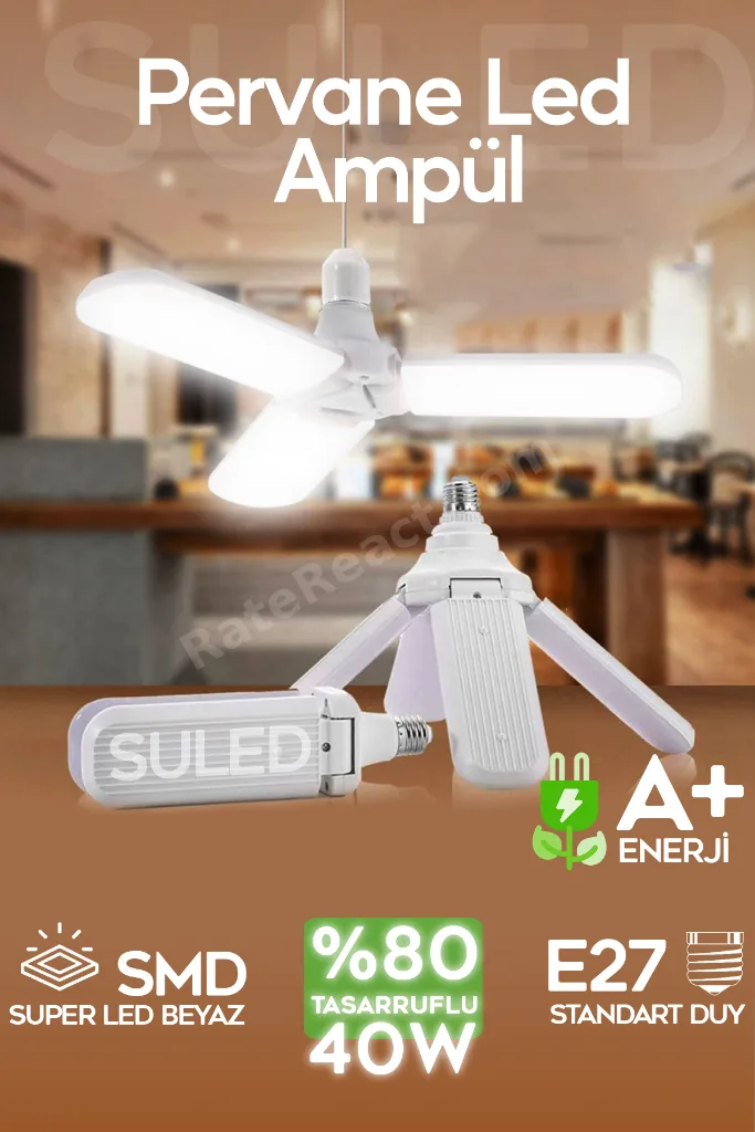 Sl-6347 Pervane Ampul 40-45w Yeni Nesil Beyaz Led Ampul 3 Modlu Ultra Güçlü Pro