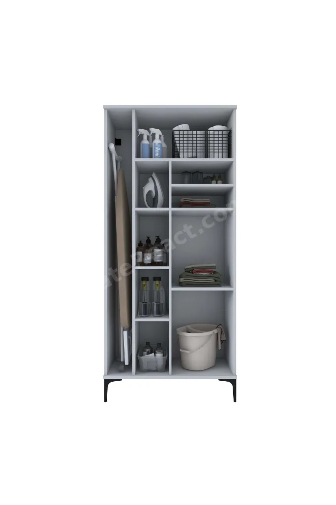 Rani KC103 Banyo Dolabı 2 Kapaklı 7 Raflı Çok Amaçlı Dolap Beyaz