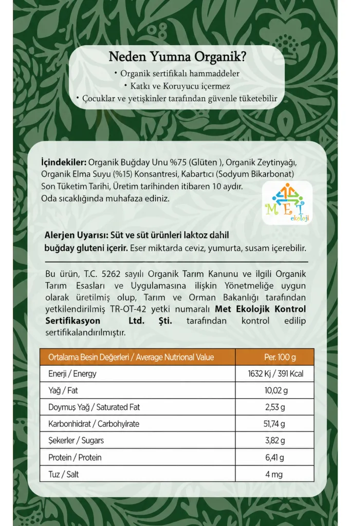 Organik Sertifikalı Bisküvi-Kraker Çeşiti Üç'lü 70Gr.