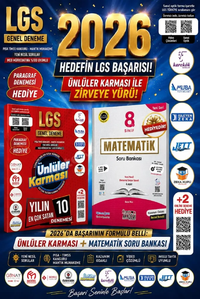 Ünlüler Karması 2025 LGS Genel Deneme 10 Yayın 10 Deneme- (Matematik Soru Bankası Hediye)