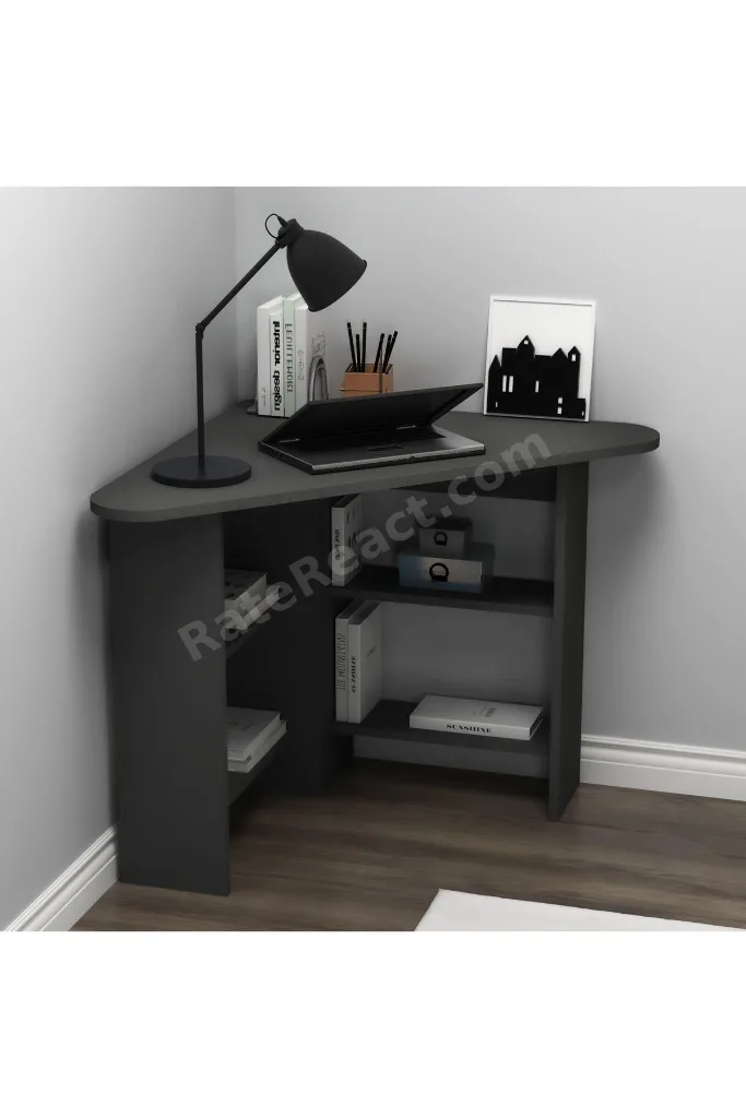 Corner Köşe Çalışma Masası Bilgisayar Masası Yer Kaplamaz Ofis Masası, Antrasit - Corner