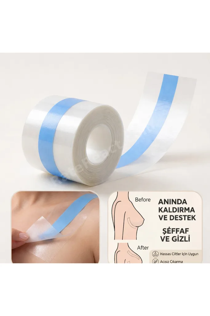 Göğüs Gerdirici Şeffaf Bant 5 m 5 cm Görünmez Göğüs Kaldırıcı Boob Tape Straplez Elbise Destek Bant