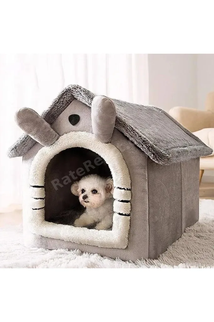 Klasik Model Kedi Evi Yumuşak Kedi Yatağı Derin Uyku Ve Kış Evi Çıkarılabilir Minder Gri
