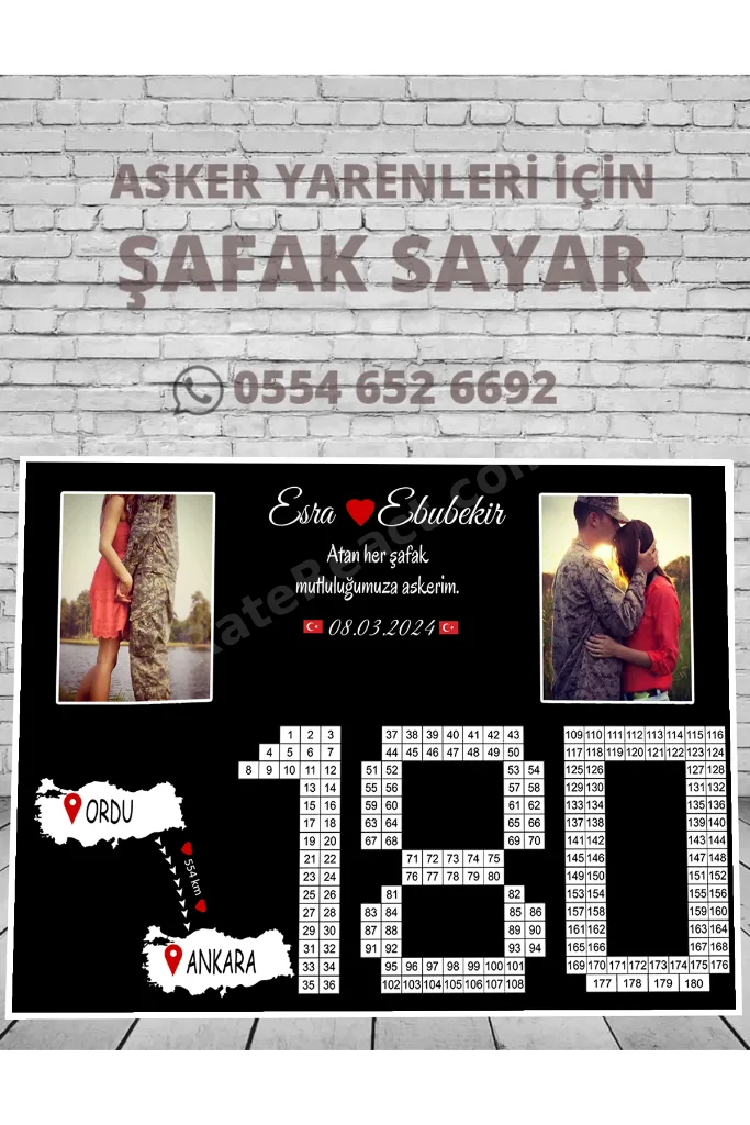 Asker Şafak Sayar Takvimi (KALIN BÜYÜK BOY ÇERÇEVESİZ)