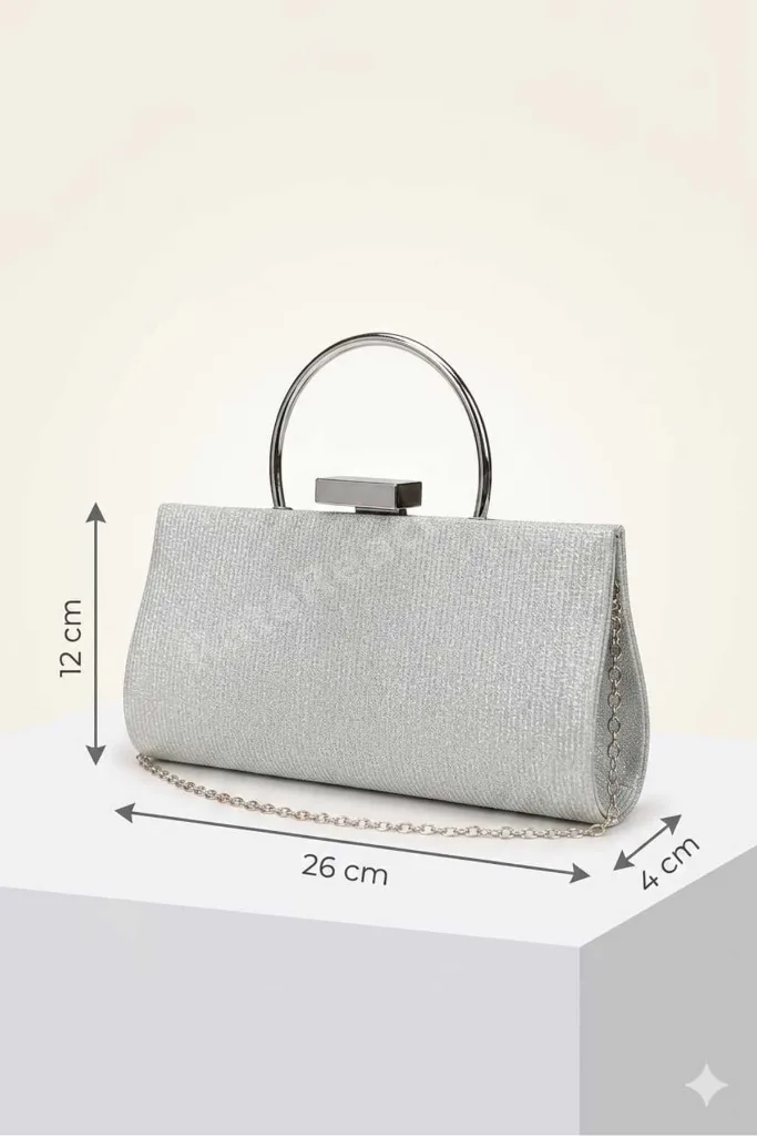 Simli Zincirli Mini Kutu Kadın Abiye El Çantası