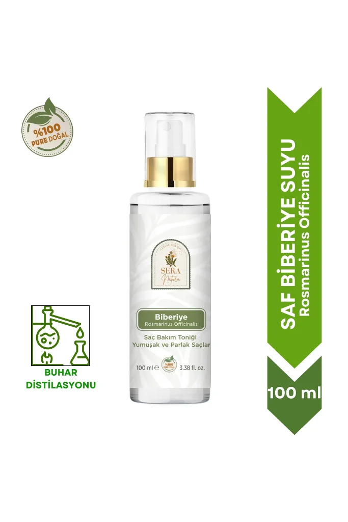 Saf Biberiye Suyu Saç Bakım Toniği 100 ml – %100 Saf, Doğal Saç Güçlendirici ve Canlandırıcı Doğal Bakım Spreyi
