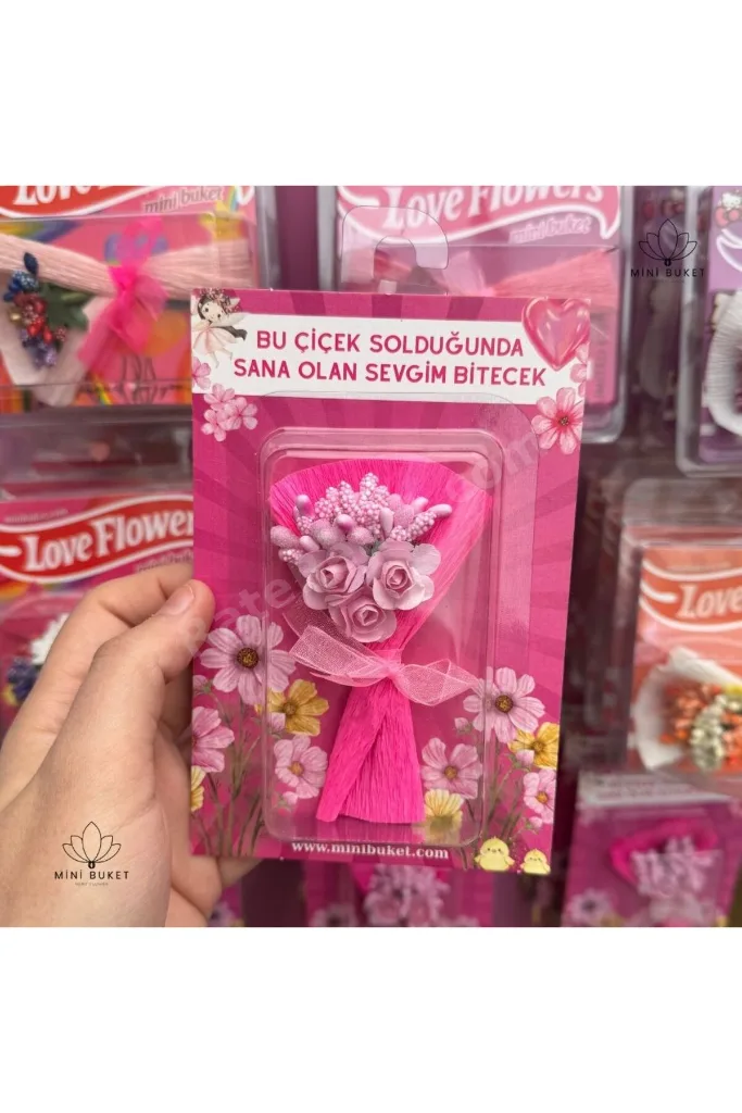 Mini Buket Love Flowers Tasarım Çiçek Buketi, Koleksiyonluk, Sevgiliye Hediye Kalıcı Çiçek, Karma
