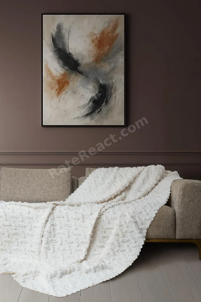 Ponela Koltuk Örtüsü Kaymaz Bohem Punch Kabartmalı 3 Boyutlu 175x300 cm ( Large ) Kaymaz, Ekru