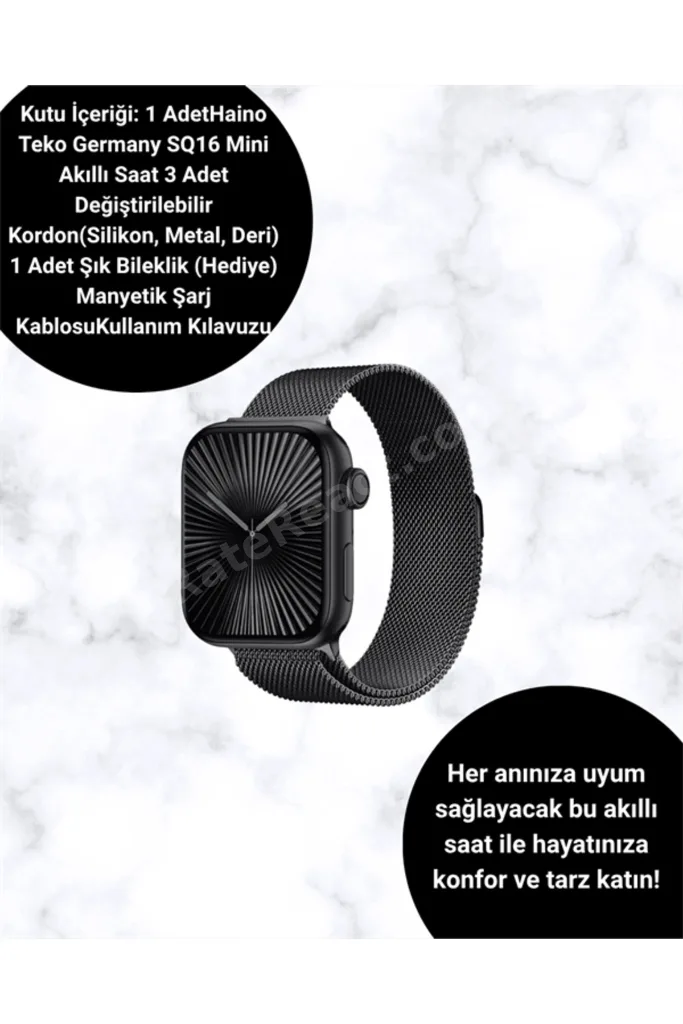SQ-16 Mini Series 10 Akıllı Saat – 3 Kordon + Hediye Bileklik