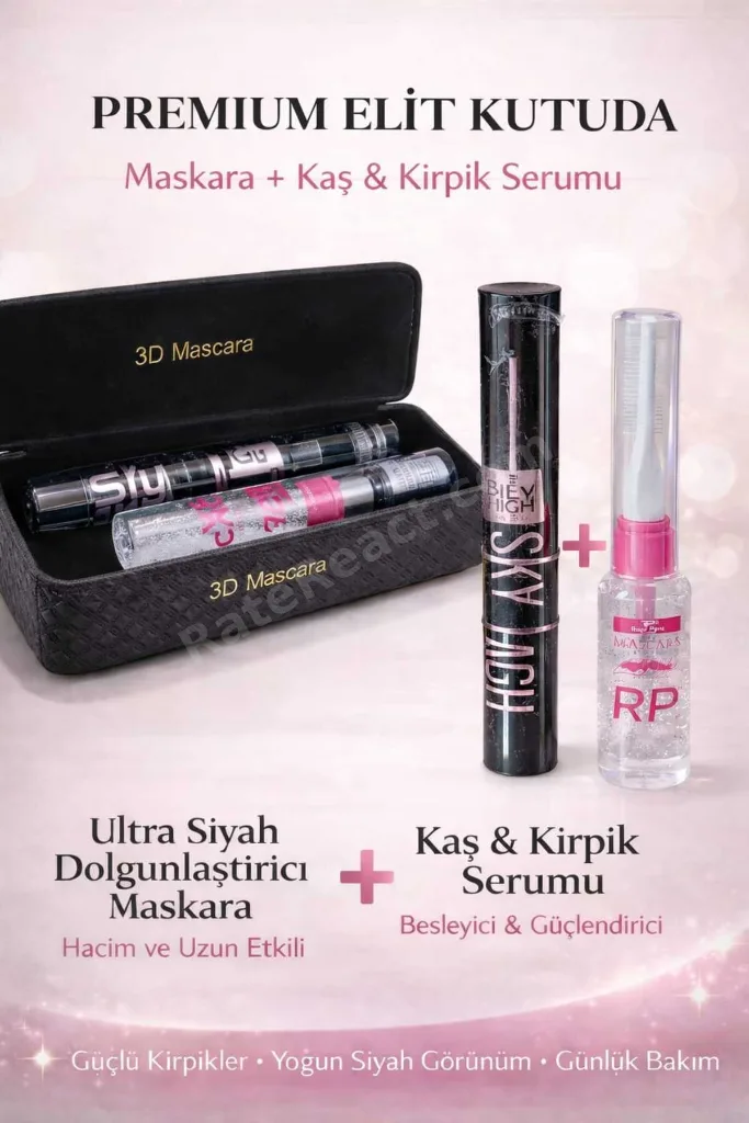 ULTRA HACİM VE DOLGUN KİRPİKLER İÇİN PREMİUM MASKARA ( KAŞ VE KİRPİK SERUMU HEDİYELİ )