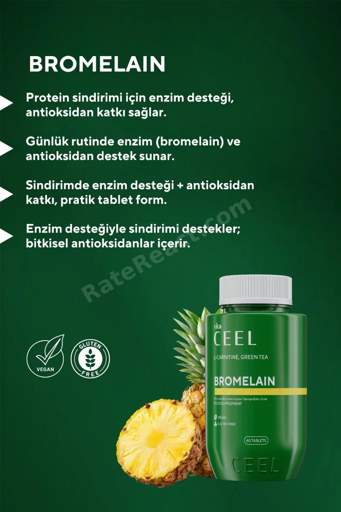 2'li Bromelain (Ananas Enzimi) 60 Tablet + Hindiba Detox Kahve (Gimneya, Chia)