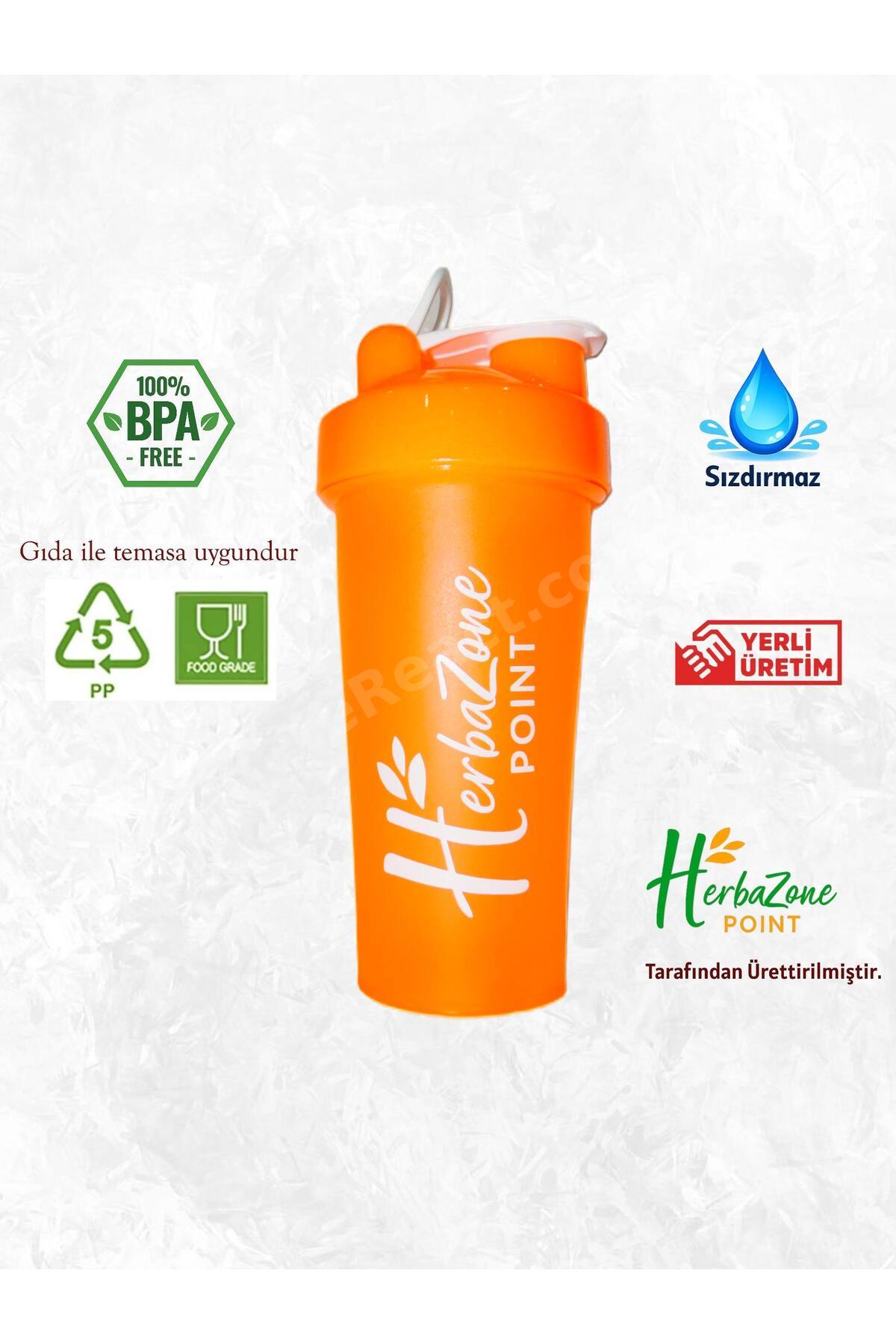 HerbaZone Protein Shaker Turuncu - Sporcu & Antrenman, Sızdırmaz, BPA-Free 600 ml