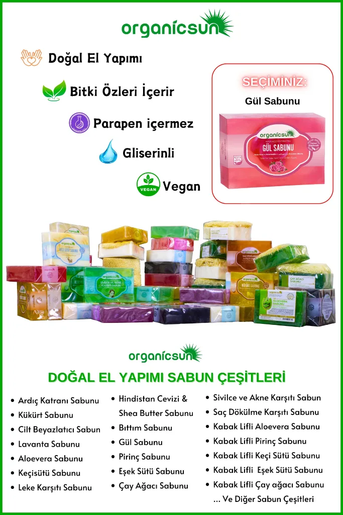 Doğal Gül Sabunu 140 Gr Tüm Cilt Tipleri İçin Onarıcı Besleyici Natural