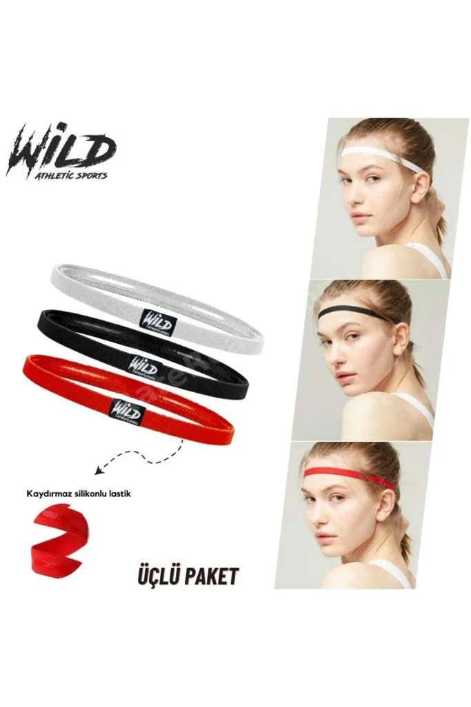 Kaydırmaz Silikonlu Elastik Spor Futbol Saç Bandı Tokası Üçlü Wildflex