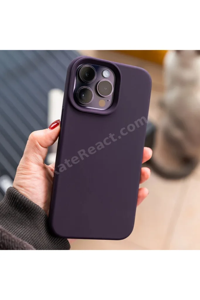 Iphone 14 Pro Max Kılıf Kadife Lansman Soft Yumuşak Silikon Kamera Korumalı Kapak Derin Mor