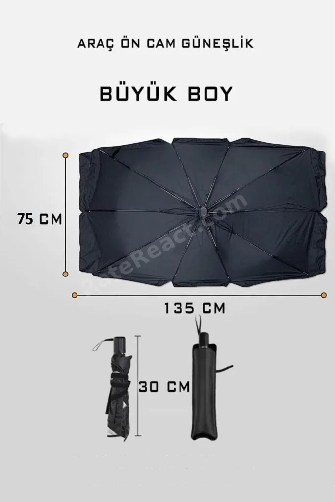 Araba Ön Cam Güneşlik Katlanabilir Güneşlik Şemsiye Ön Cam Gölgelik Büyük Boy 79 Cm X 140 Cm