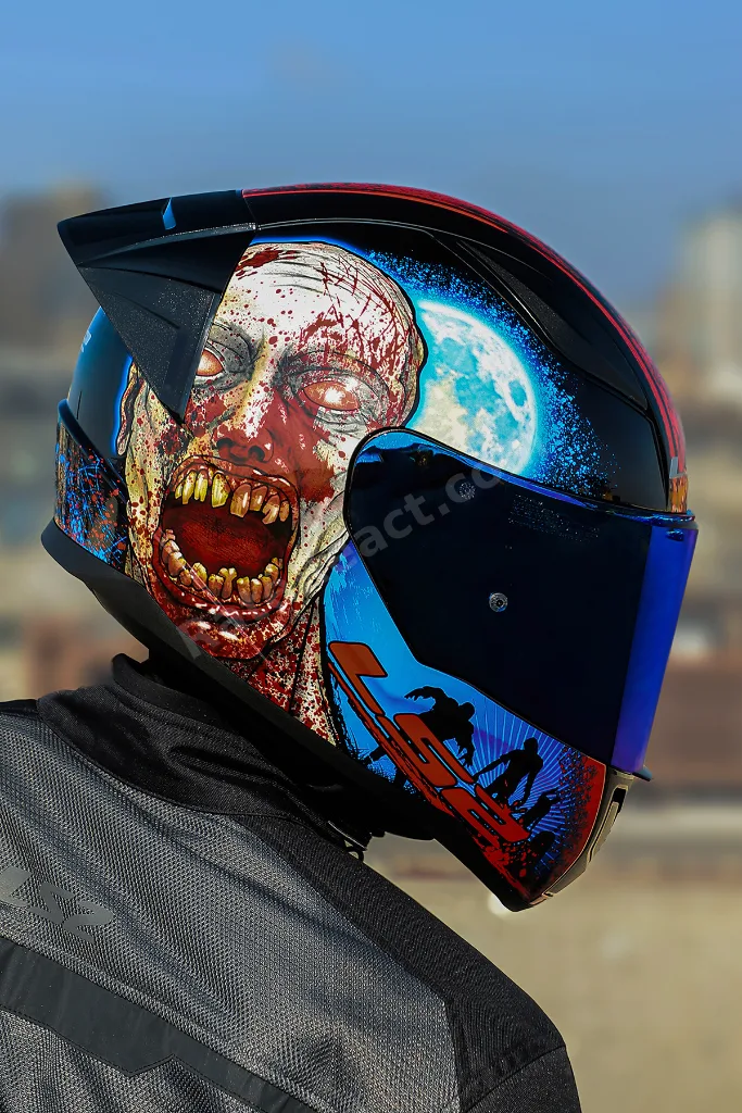 RAPID 2 RACE ZOMBIE SİYAH-KIRMIZI KASK (1 Renkli + 1 Şeffaf Vizörlü)