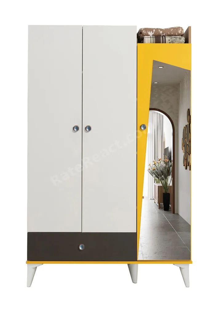 Giallo Genç Odası - 3 Kapılı Dolap, Karyola, Komodin, Masa, Şifonyer
