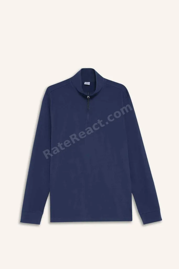 Standart Fit Dik Yaka Yarım Fermuarlı Polar Sporcu Sweatshirt F2302AX25WN