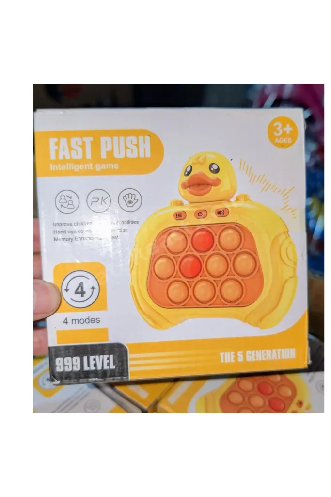 Işıklı Sesli Müzikli ÖRDEK Popit Pilli Eğitici Stres Giderici Quick Push Konsol SARI ÖRDEK