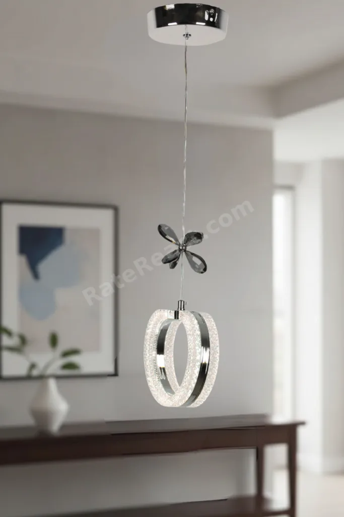 TEKLİ ALYANS KROM 3 RENK MODLU KRİSTAL TAŞLI LEDLİ SARKIT AVİZE