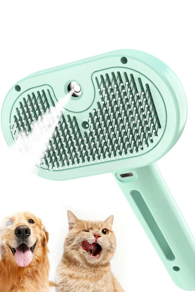 Kedi,Köpekler İçin Şarjlı Buharlı Tüy Toplama Temizleme Makinesi Masaj Etkili,Sessiz sulu Yeşil Renk