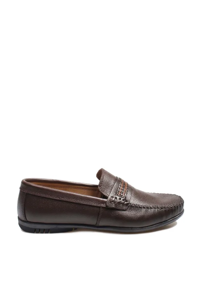 Kahve Erkek Loafer Ayakkabı İçi Dışı Kaliteli Hakiki Deri MRG01705131316
