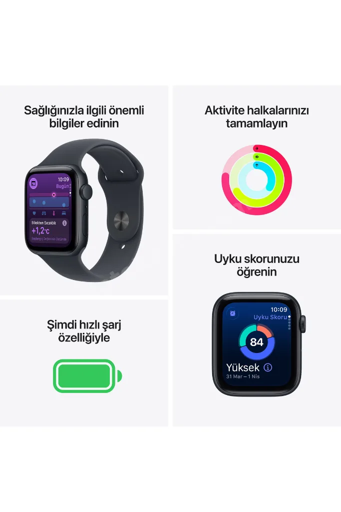Watch SE 3 GPS, 44mm Gece Yarısı Alüminyum Kasa ve Gece Yarısı Spor Kordon - S/M