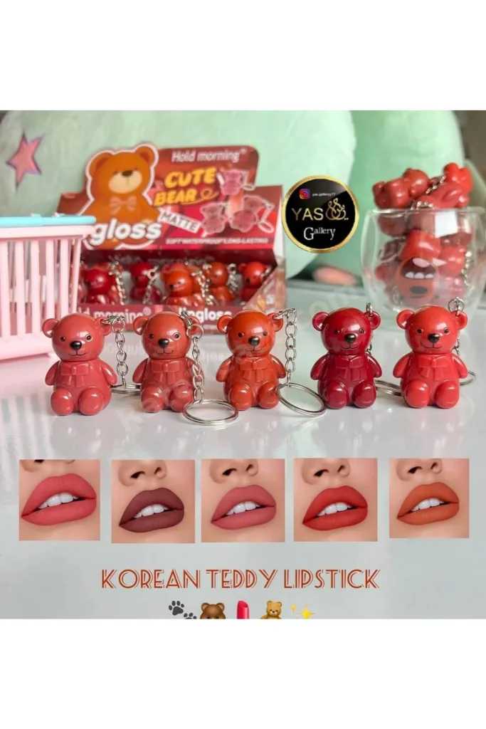 Teddy Sevimli Lip Gloss Mat Ruj Anahtarlık