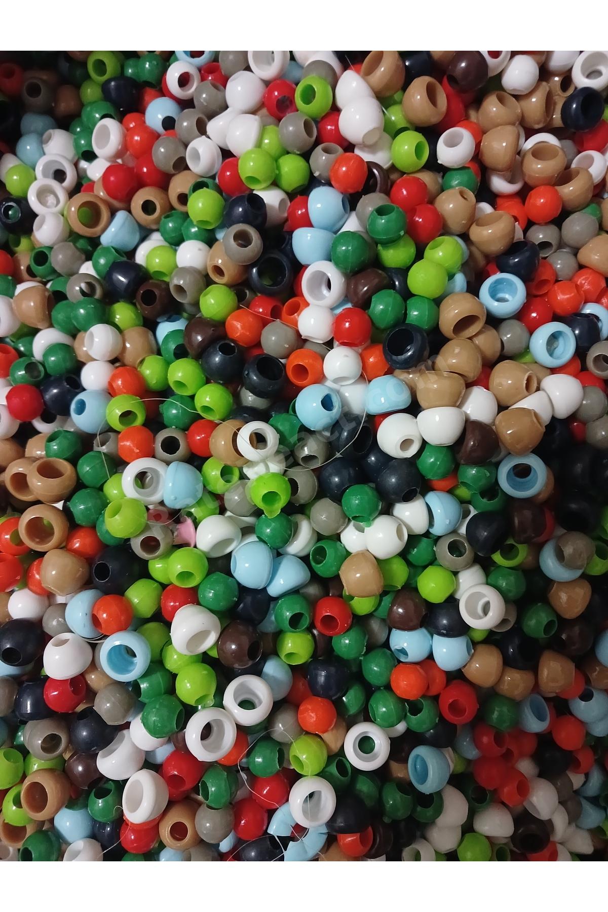Boncuk 1 kg plastik makrome boncuklar ve kapak boncuklar karışık