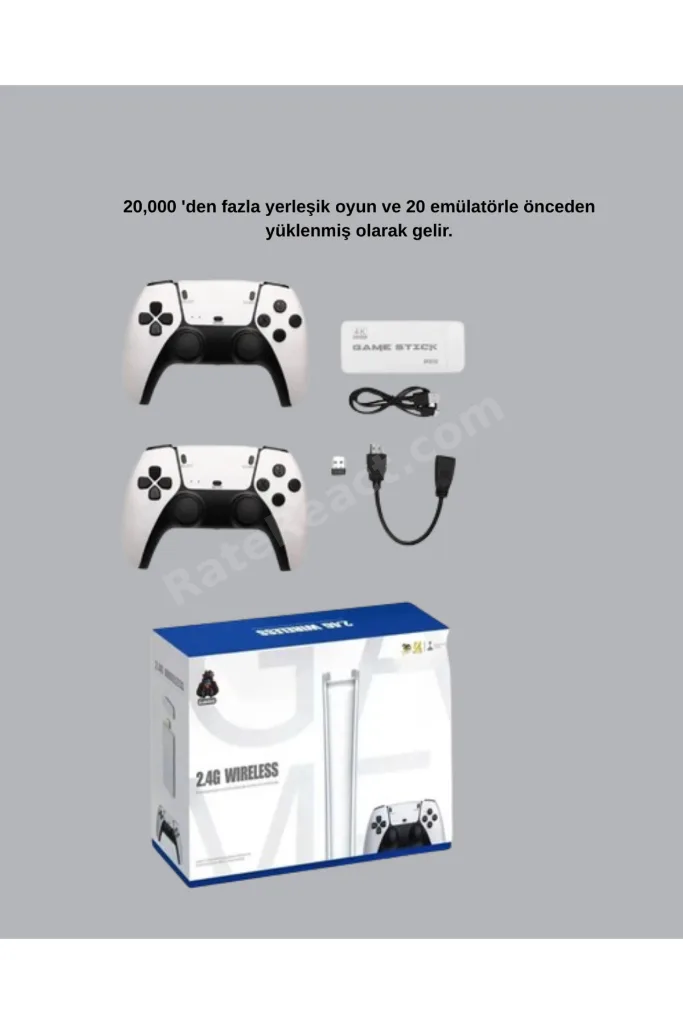 2 Kollu Kablosuz 4K TV Uyumlu Klasik Oyun Konsolu -