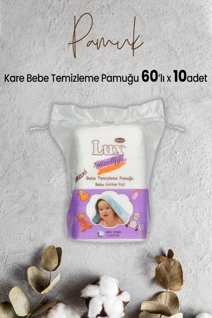 Kare Bebe Temizleme Pamuğu 60' lı x 10 Adet