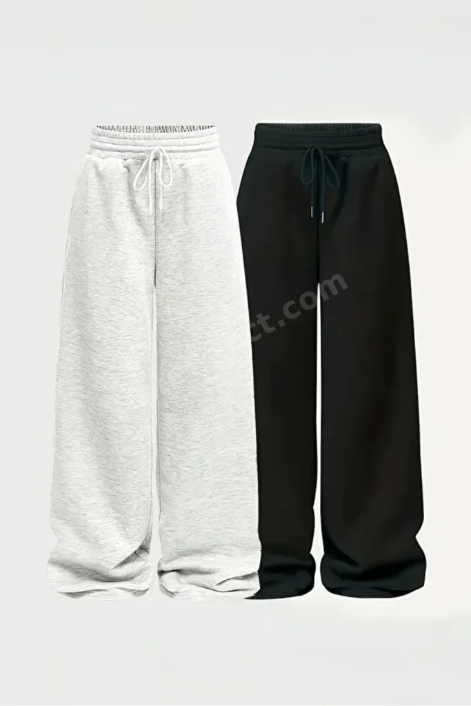 Kadın Bol Kesim Geniş Paça Oversize Siyah&Gri Pantolon Tarz Eşofman Altı