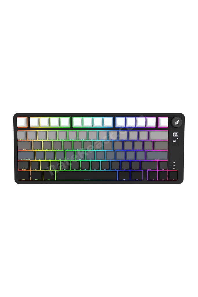 HK255 Membrane LCD RGB Kablosuz/Bluetooth Siyah Gradyan %75 Türkçe Gaming Klavye