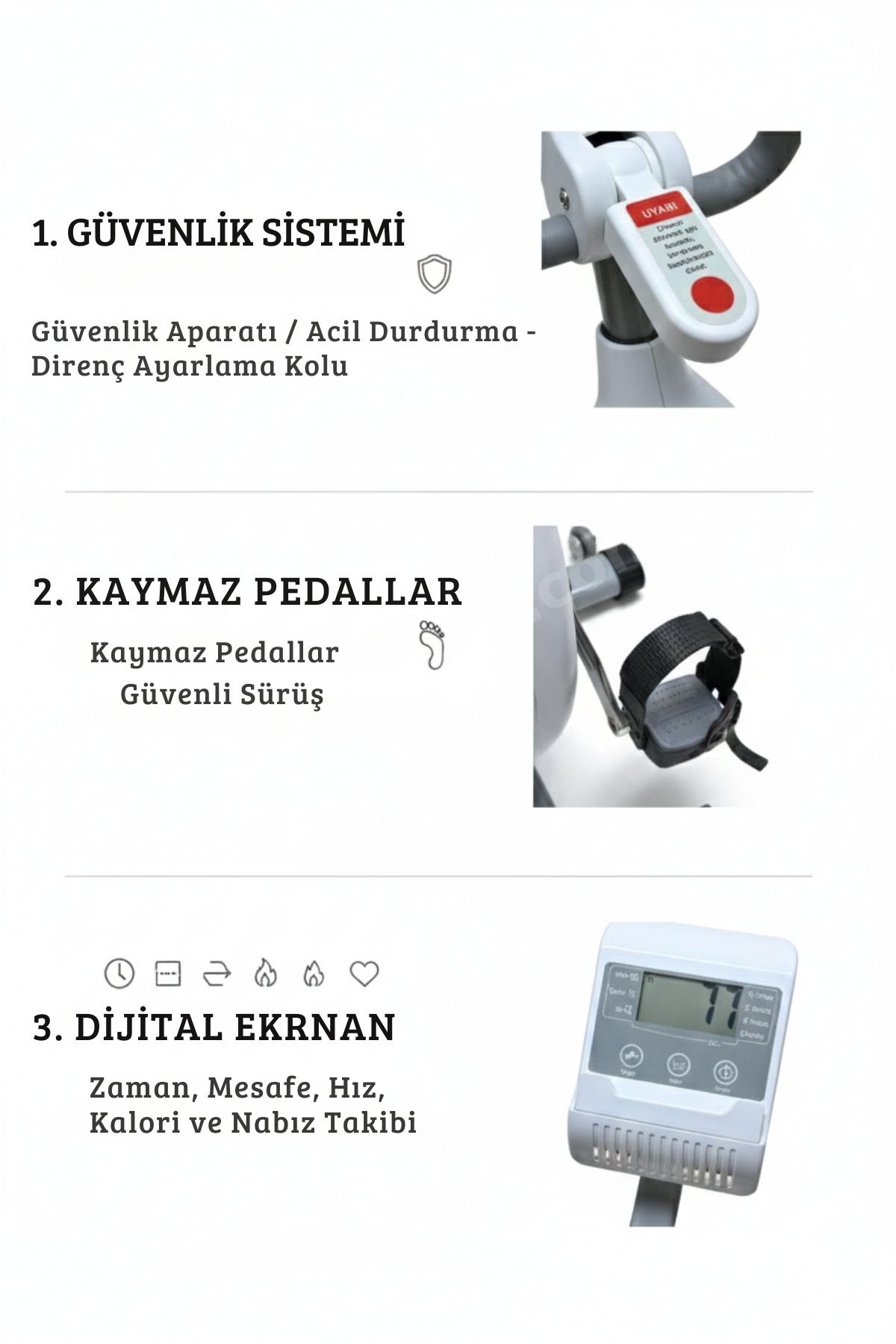 Manyetik Kondisyon Bisikleti – 4 Kg Volan, 120 Kg Kapasite, Uygulamalı, 9 Kademe Direnç, Nabız Ölçer