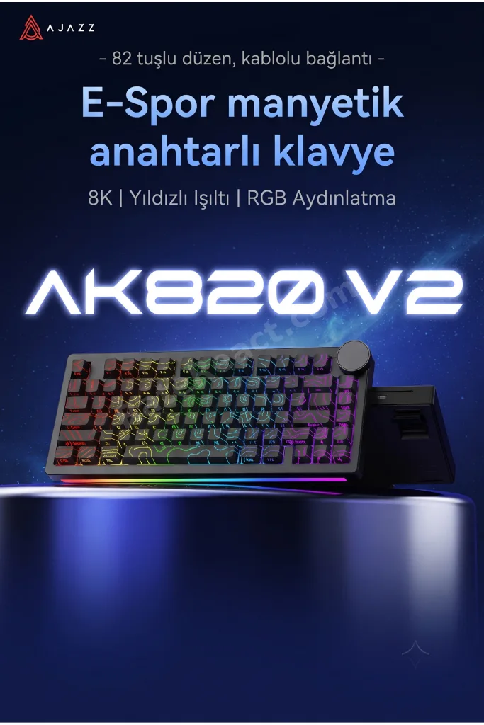 AK820 V2 Manyetik Switch Kablolu Oyuncu Klavyesi 8000Hz Rapid Trigger RGB - Yarı Saydam Bilek Desteği