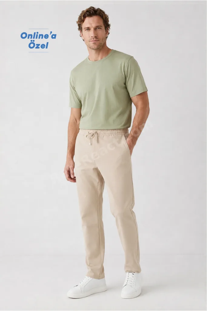 Regular Fit Standart Kesim Yandan Cep Beli Lastikli İpli Jogger Pantolon