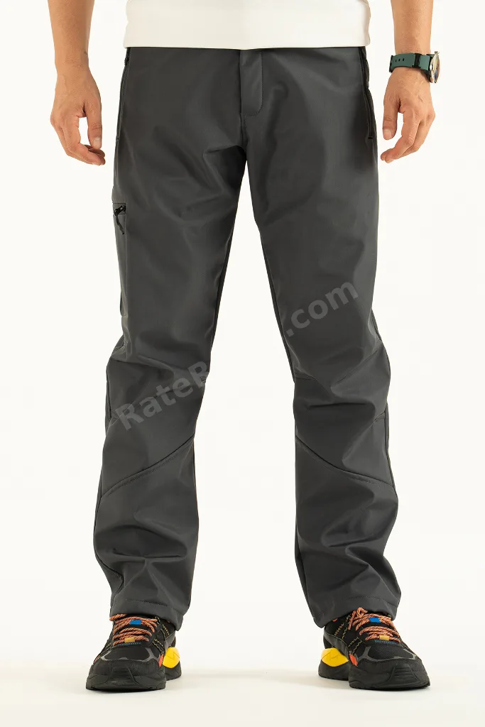 Erkek Gri İçi Polar Su İtici Rüzgar Geçirmez Kışlık Softshell Outdoor Pantolon