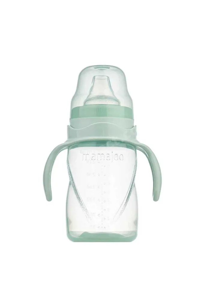 Antikolik Akıtmaz Alıştırma Bardağı 270 ml & İkili Ergonmik Beslenme Kaşığı - Powder Green