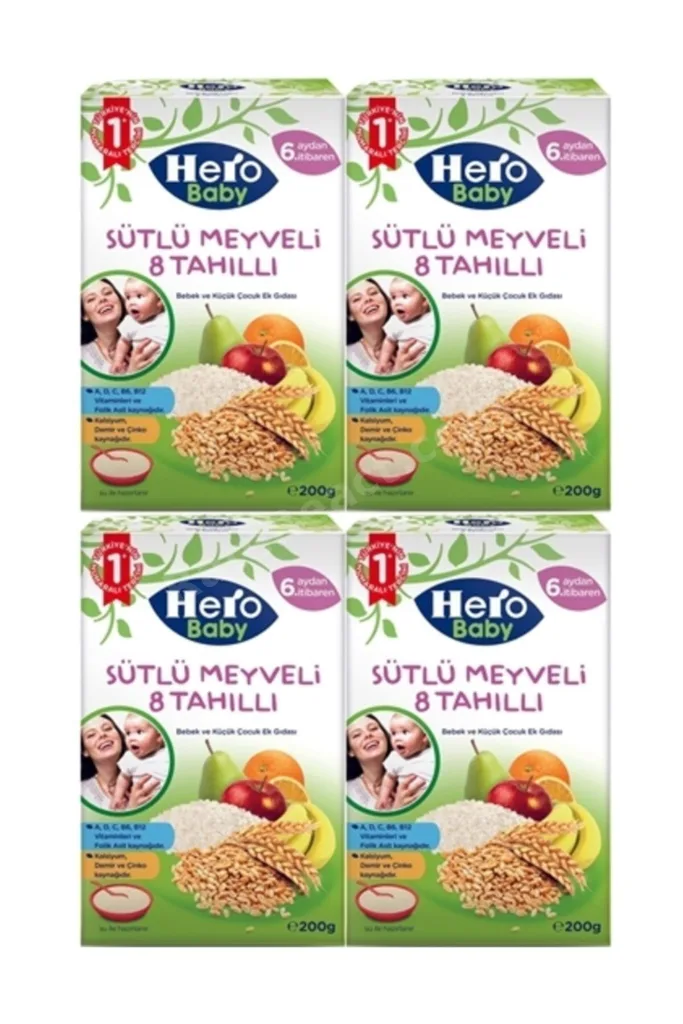 Sütlü Meyveli 8 Tahıllı Kaşık Maması 200 Gr x 4 Adet