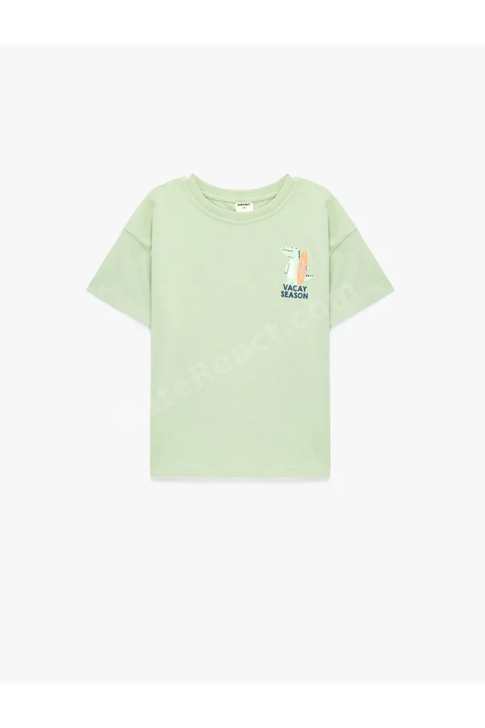 Nakış Detaylı Pamuklu Yeşil Erkek Bebek T-Shirt 6Smb10217Tk