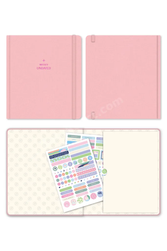 Charm Takılabilen Süresiz Dikey Haftalık Ajanda 18x20 cm Pembe